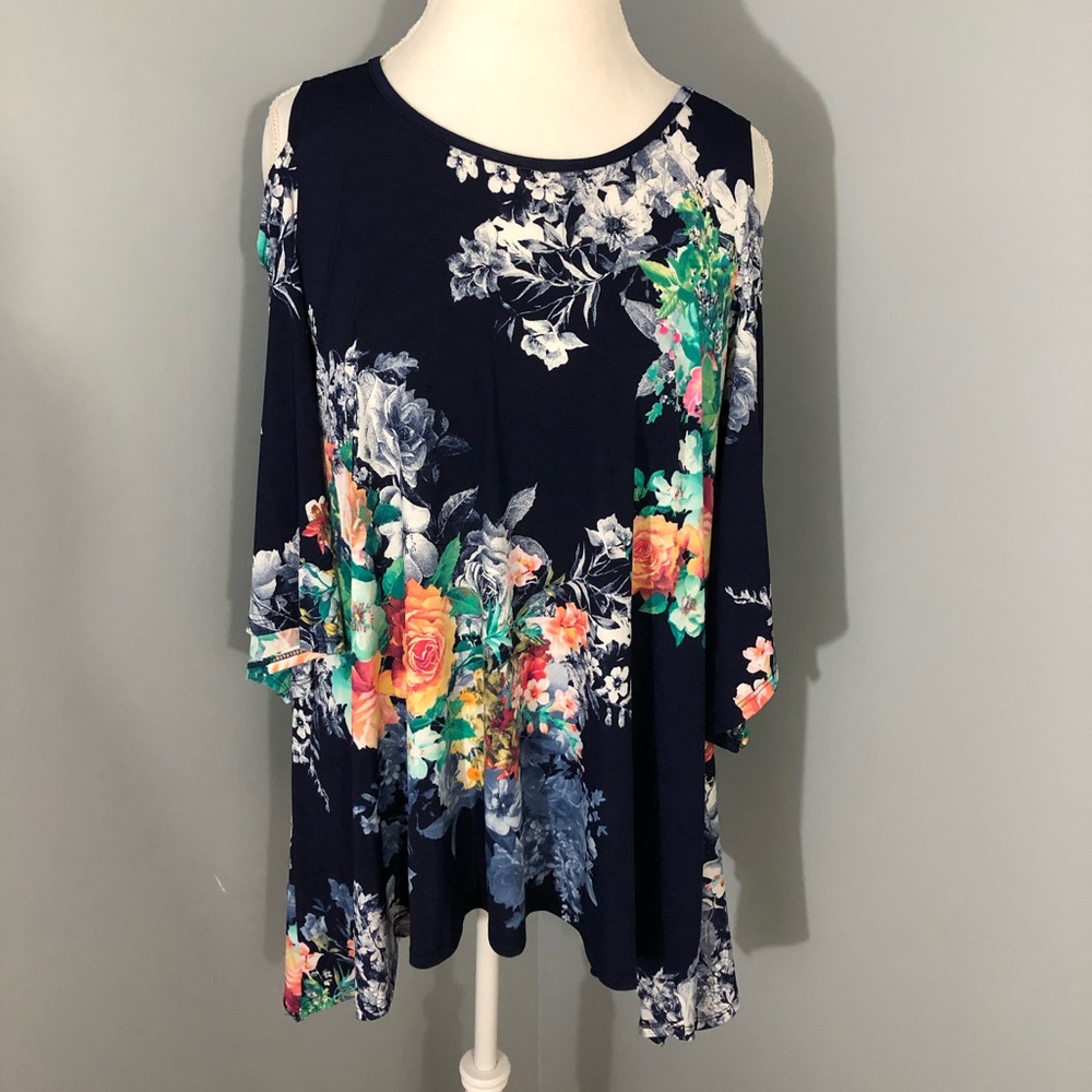 Floral cold shoulder top